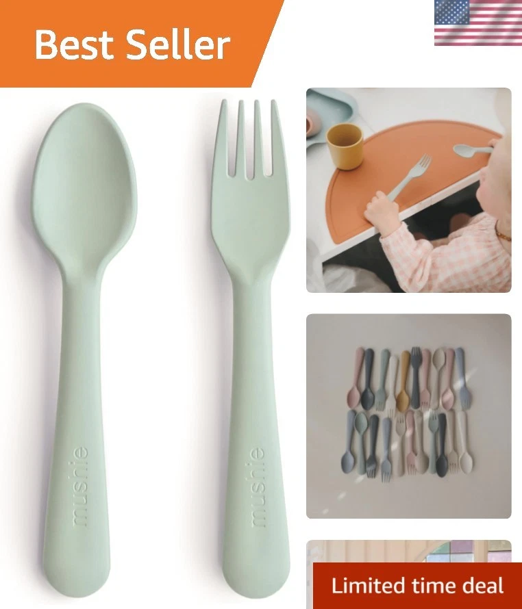 Flatware Fork and Spoon Set For Kids | Made in Denmark Sage