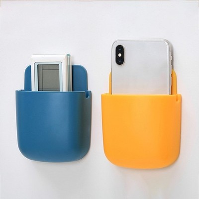 Wall Mount Phone Holder for Home Office Remote Control Wall Mounted Storage Box