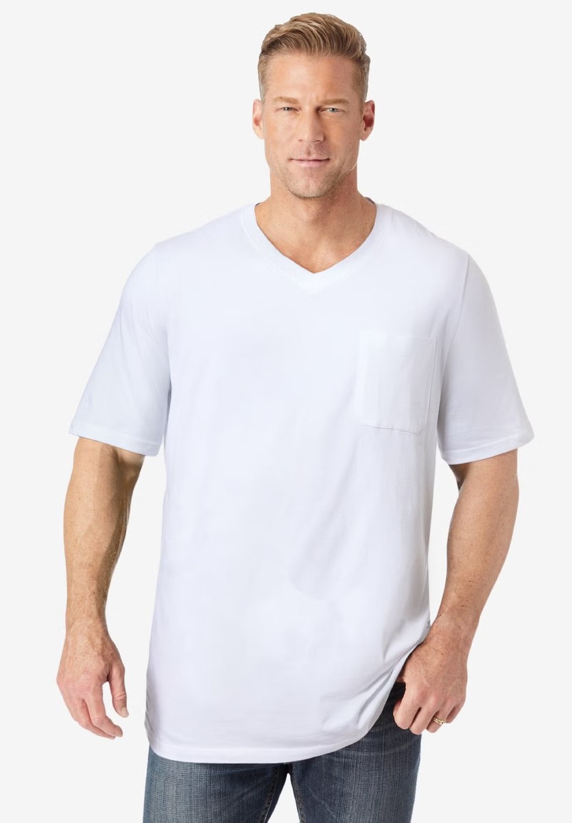 KingSize Men's Big & Tall Shrink-Less Lightweight Longer-Length V