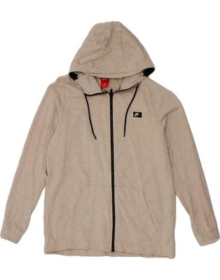 Nike Damen Zip Hoodie Pullover UK 16 Large Beige Baumwolle BT17