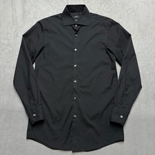 HUGO BOSS Mens Long Sleeve Shirt Sharp Fit Stretch Black 15 /R