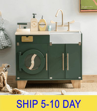 ROBOTIME Play Kitchen Set- Wooden Toy Washing Machine, Kids Washer and Dryer for