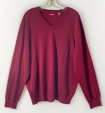 IZOD Red V-Neck 100 Cotton Lightweight Sweater Long Sleeve Men's Size XL NWT