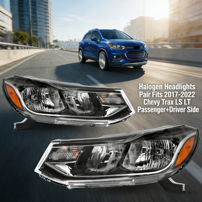 Halogen Headlights Pair Fits 2017-2022 Chevy Trax LS LT Passenger+Driver Side