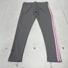 Leggings Womens 2XL Gray Pink Side Stripe Stretch Athletic Yoga Pants Workout