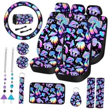 17 Pcs Mushroom Car Seat Covers Mushroom Car Accessories Colorful Mushroom