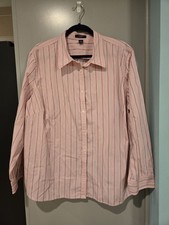 Chaps Pink Striped Women's Dress Shirt Long Sleeve Front Buttons 3X