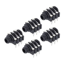 Stereo Jack Connector Good Sound Quality 6.35mm Stereo Jack Socket Plastic 5Pcs
