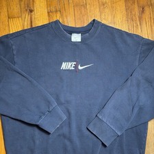 Vintage Nike Swoosh Crewneck Sweatshirt Navy Blue Y2K Gray Tag Men s XL