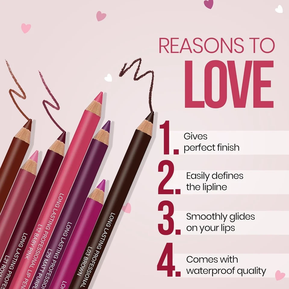 Colors Queen Lip Liner Pencil | Long Lasting & Waterproof Formula L-10, Rose Red - Image 4 of 4