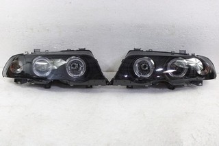FITS BLK Smoke 99 01 BMW E46 325i 323i 328i Sedan LED Halo Projector Headlights