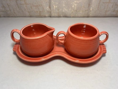 Fiesta Cream and Sugar Set With Tray - Persimmon -Fiestaware HLC Homer Laughlin