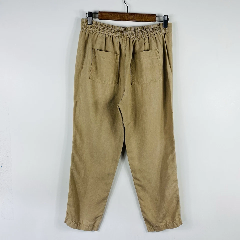 J. Pantalones costeros talla pequeña talla pequeña con corbata cintura mezcla de lino tostado AV938 Foto 4 de 4