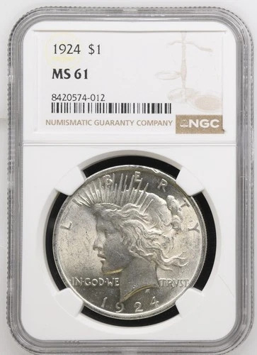 1924 PEACE DOLLAR NGC MS 61 GREAT FEATURES LOOKS BETTER