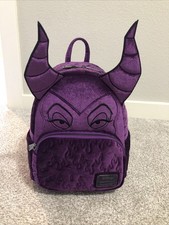 LOUNGEFLY DISNEY MALEFICENT COSPLAY PURPLE VELVET MINI BACKPACK  WITH TAGS NEW
