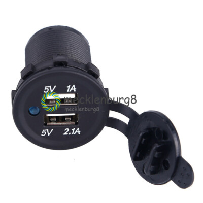 12-24V Dual USB Port Car Charger Power Adaptor Splitter Cigarette Lighter Socket