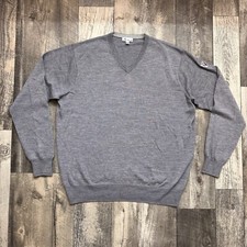 Peter Millar Merino Wool Silk Sweater Mens XL Gray Knit Pullover V Neck Shirt