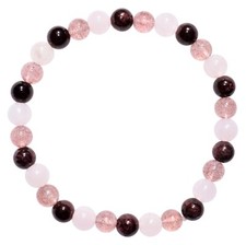 Rhodolite Garnet Rose Quartz Strawberry Quartz 6mm Bracelet + Selenite Charger
