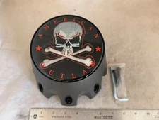 American Outlaw Matte Black Wheel Rim TALL Hub Cover Center Cap 8 Lug BC-790SL