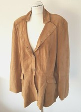 Gerry Weber Sport Ladies Tan Brown Real Suede Jacket Size Uk 18 42"