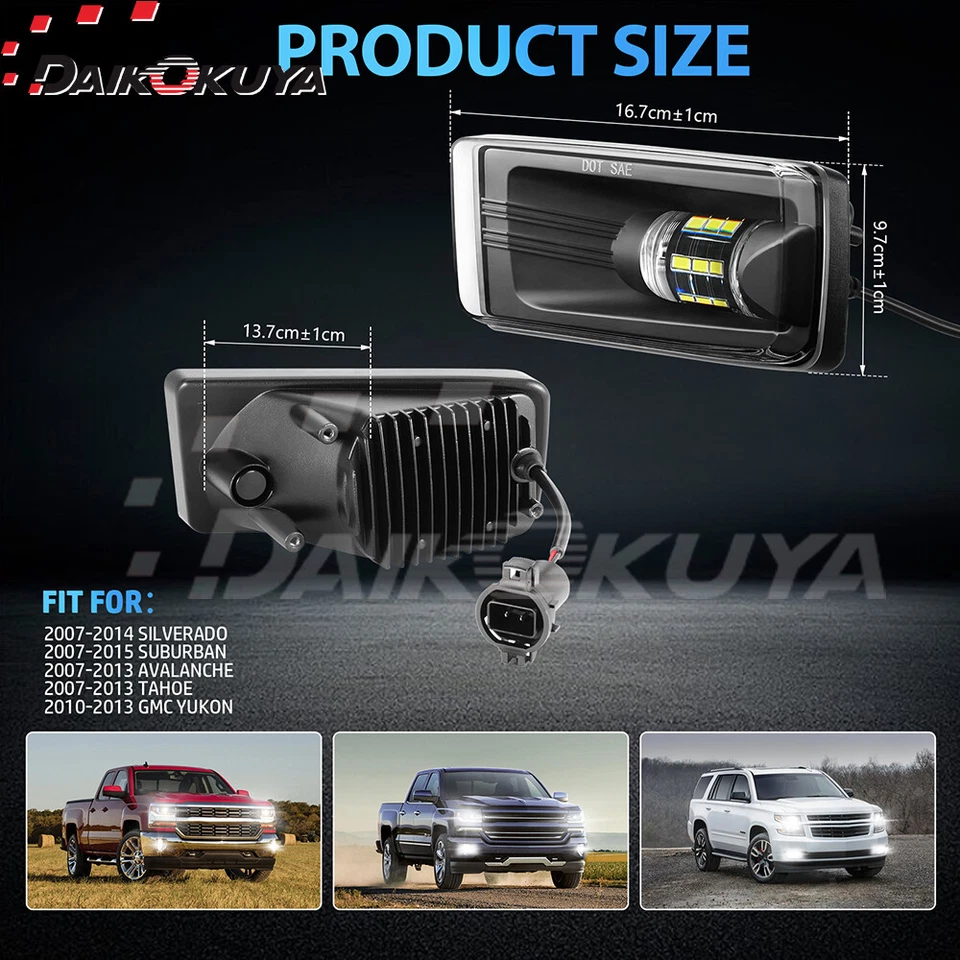 For 2007-2014 Chevy Silverado Avalanche Suburban Tahoe GMC Yukon LED Fog Lights - Image 2 of 4