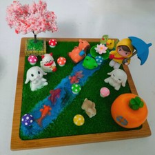 Kunstrasen Matten Bambus Holz Tabletts Miniatur Garten Gras Modell Base Handwerk