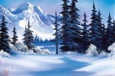 Bob Ross Winter Mountain Art Print Poster 12x18