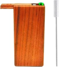 Natural Walnut Storage Box Cleaning Brush Metal Tube Tobacco FAST SHIP! C16