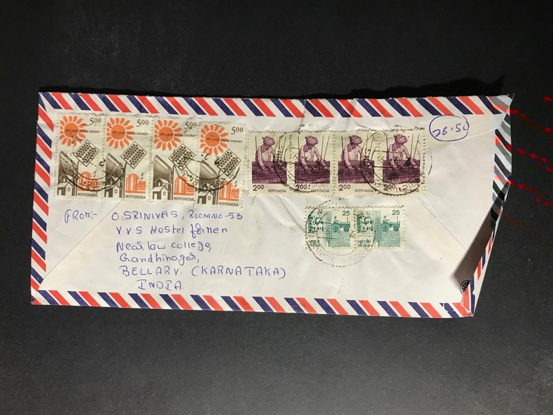 India Registered Cover to Finland City Cancel 1980s-1990s Cover #2267
