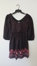 Anthropologie Dress New Size Small Cutout Black Peasant Garden Retro Floral Boho