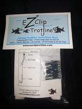 EZ Clip Trotline with Clips/Catfish Fishing Trot Line/Setline/Hooks/Line/Swivels