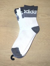 Adidas NEW Mens 3 Pack Cushioned AeroReady Crew Socks White Gray Logo Size 6-12