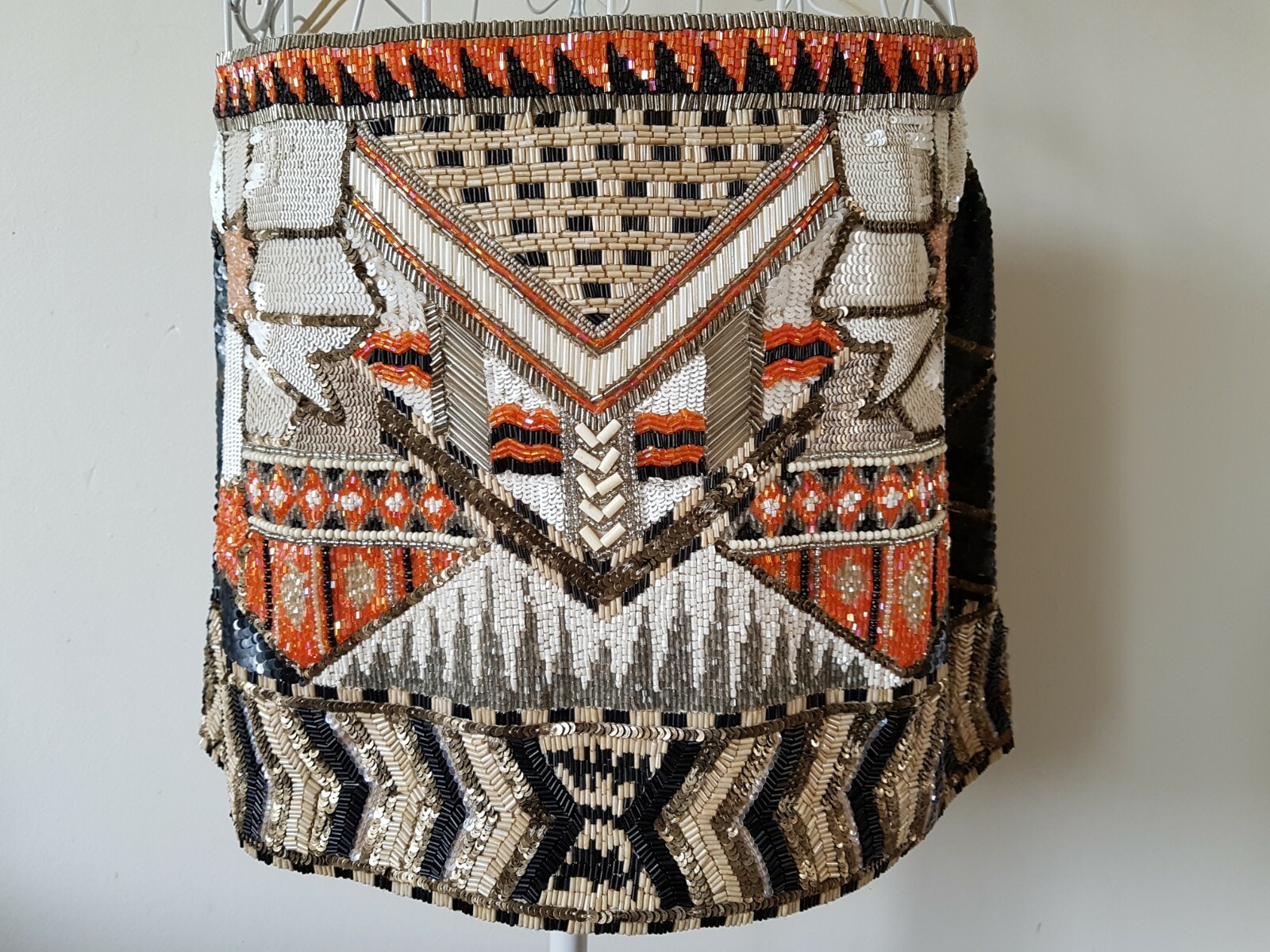 FABULOUS ALL SAINTS NEWAZ TRIBAL SEQUIN PARTY MINI SKIRT UK10 US6 EU38 RRP $275 image 7