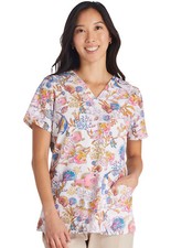 Fin-tastic Watercolor Cherokee Scrubs V Neck Top CK671 FTWL