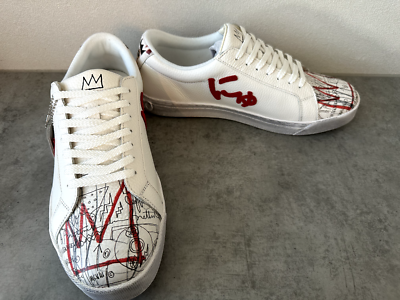 靴 via SANGACIO Jean-Michel Basquiat 27cm Basquiat x nyu via SANGACIO Leather Sneakers Handmade Japan