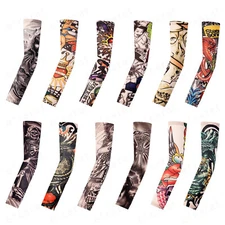 10/12PC Tattoo Cooling Arm Sleeves Cover Basketball Golf Sport UV Sun Protection