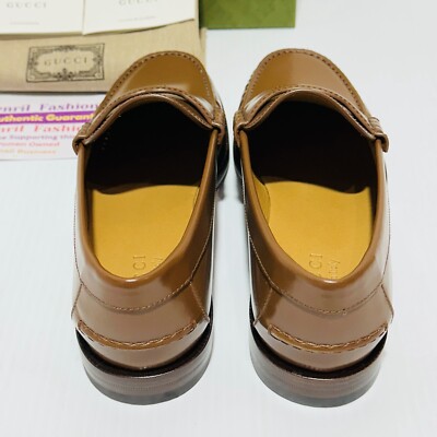 NIB Gucci Interlocking G Size 7.5 US 8 Brown Leather Loafers Slip-On Shoes Gucci Interlocking G Men main image 3