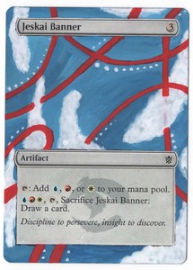Magic Mtg Painted Altered Art Jeskai Banner Blue Red White America
