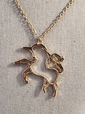 Fun  Charming Unicorn Silhouette Gold Tone Pendant Necklace Magical