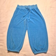 Hanna Andersson girls size 130 or 8 light blue terry cropped pants VGUC
