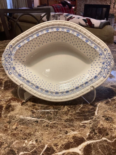 Vintage Copeland Spode England Ermine Blue Centurion Oval Vegetable Serving Bowl