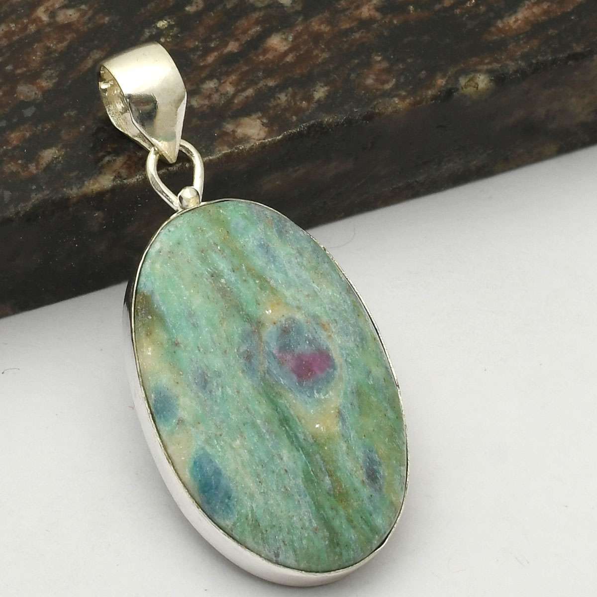 Ruby Zoisite Gemstone Ethnic Pendant Jewelry Gift For Girl 2.4