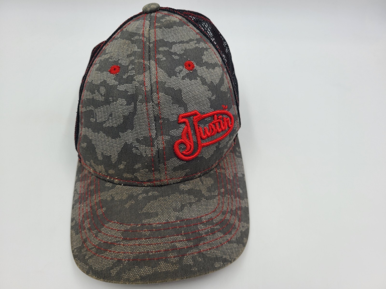 Justin Boots Camo Mesh Trucker Snapback Hat Cap Dad M… Gem