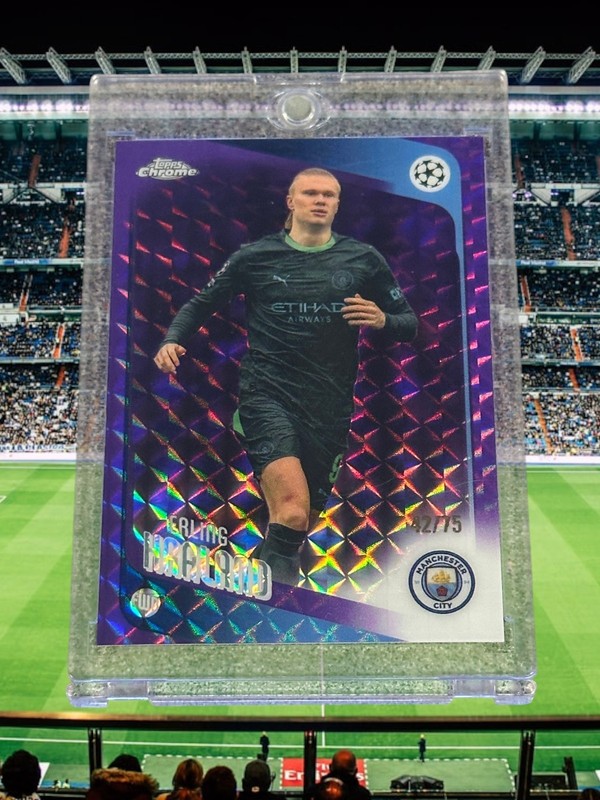 EALING HAALAND 2026 TOPPS CHROME PURPLE GEOMETRIC REFRACTOR 42/75 MAN CITY # 181