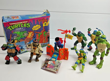 Vintage 1990 Oozey Teenage Mutant Ninja Turtles Playmates Incomplete + 6 Figures