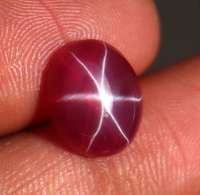 6.55 Ct Natural Red Star Ruby Cabochon Cut CERTIFIED Loose Gemstone 6 Rays