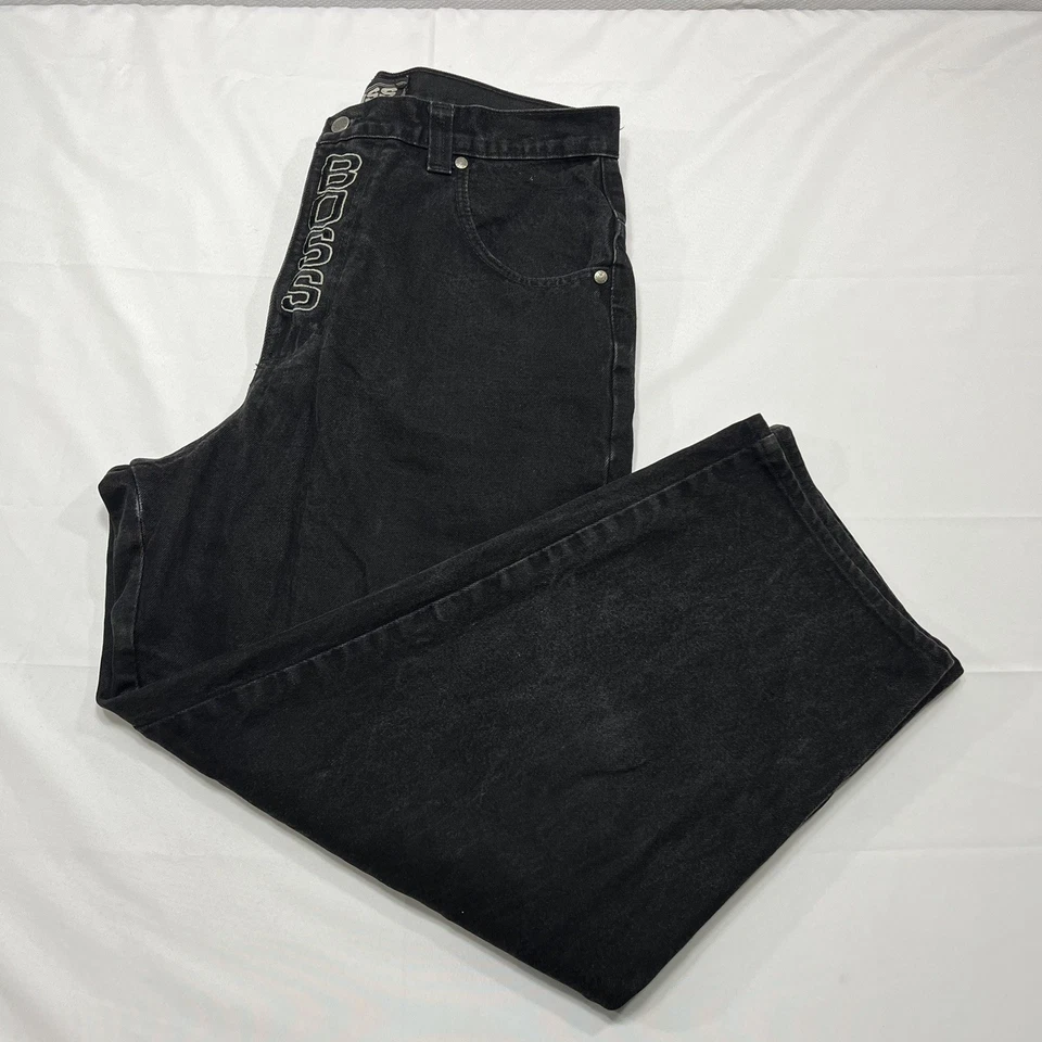 Pantalones de mezclilla vintage Boss para hombre 36x28 negros carpintero holgados sueltos pierna ancha patinador EE. UU. Y2K Foto 4 de 4