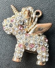 Rhinestone-encrusted Unicorn Pendant with Necklace Loop