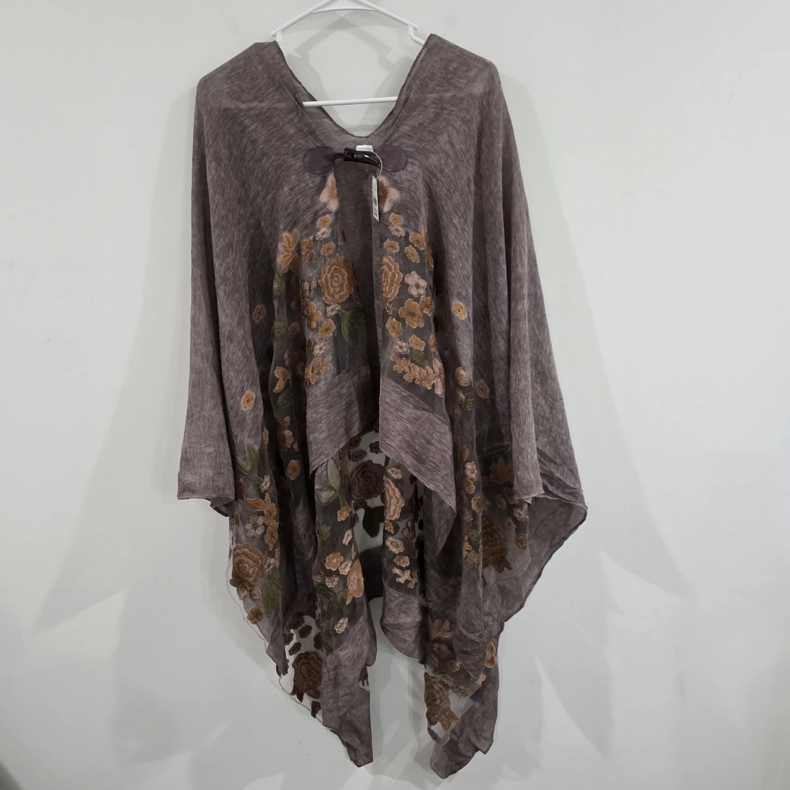 Womens Floral Embroidered Poncho Semi Sheer Fairy Boho Flower Wrap Ren Faire
Opens in a new window o
