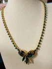 Vintage Green and Gold Juliana Necklace 15 Inch Costume Jewelry Retro Estate